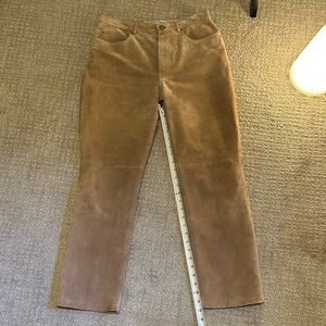 Women's Tan Straight Leg 100% leather pants